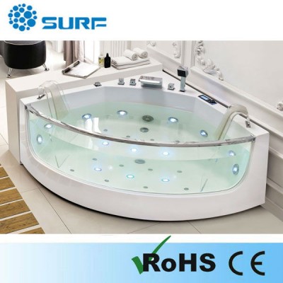 Fashion corner triangle bathtub glass bathtub double seat spa whirlpool portable bathtub