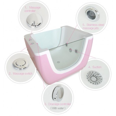 New Products 2017 Side Glass Acrylic Massage Spa Baby Mini Bathtub