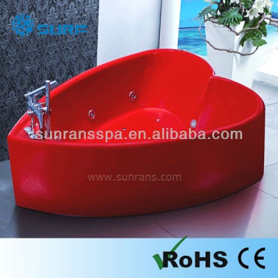 Romantic Red Heart Couple Massage Bathtub 2 Person Acrylic Whirlpool Water Jet Freestanding Bathtub For Sale